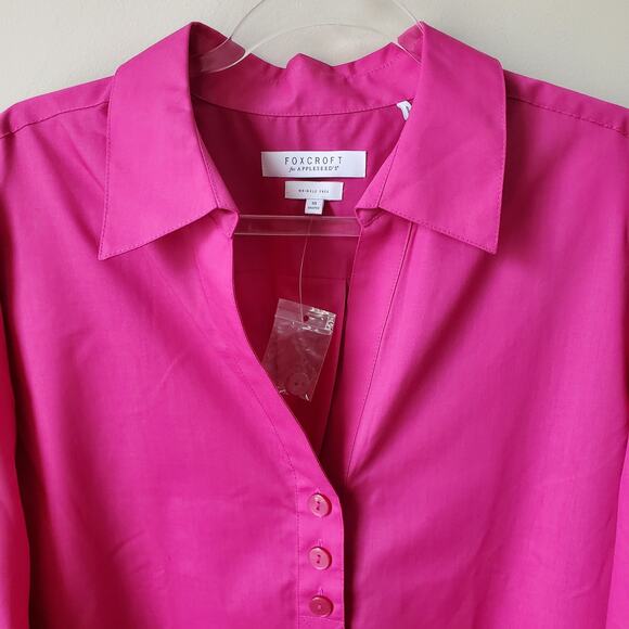 Foxcroft Women No Iron Magenta Pink Button Blouse Shirt 18 Mature Career Event - Picture 2 of 8
